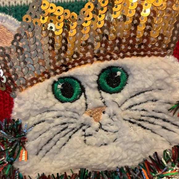 32 Degrees Red and Green Christmas Cat Sweater Size XL - Picture 4 of 5